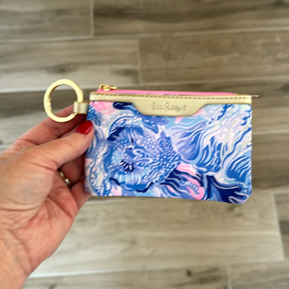 Lily Pulitzer Shade Seeker print ID case zippered key ring pouch
